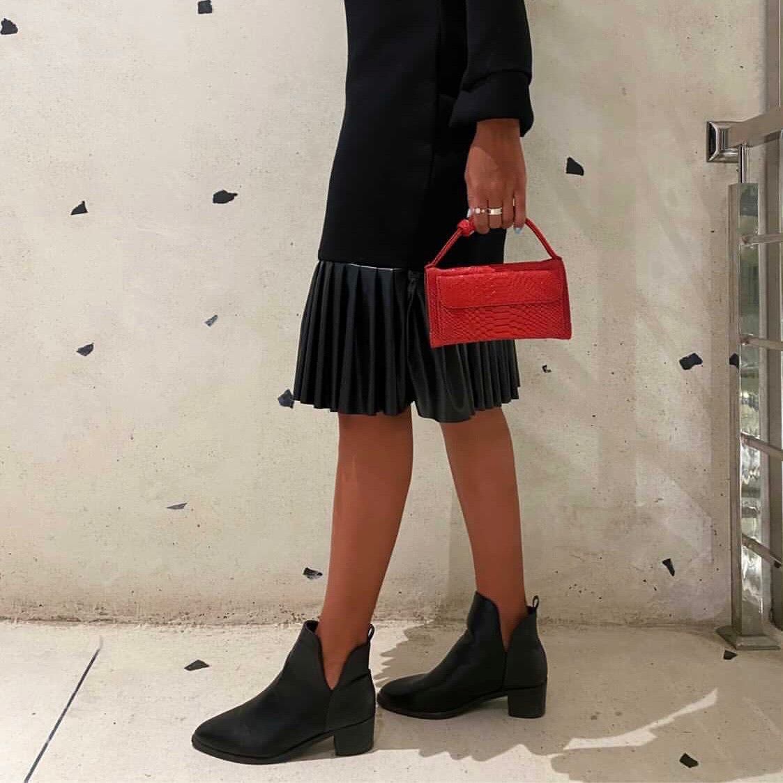 Pleated Leather Dress WITH LOVE