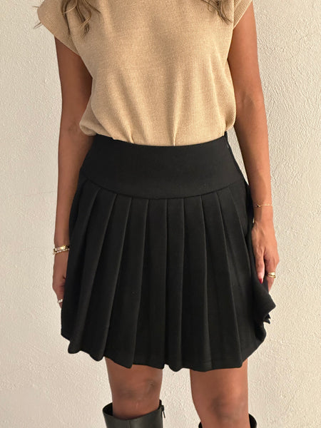 Wool Pleated Skirt Set