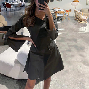 Zipped Sleeves Denim Dress