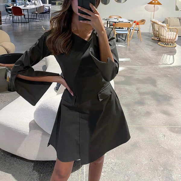Zipped Sleeves Denim Dress