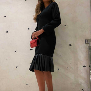 Pleated Leather Dress