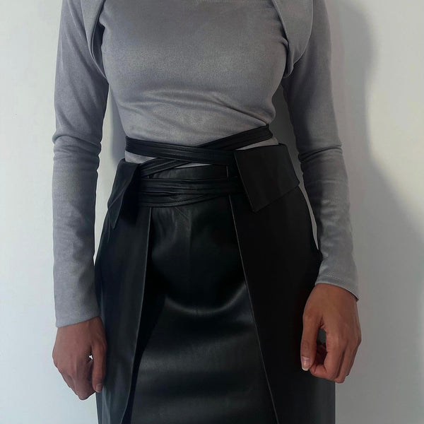 Wrapped Leather Skirt