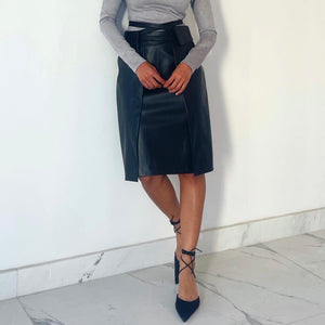 Wrapped Leather Skirt