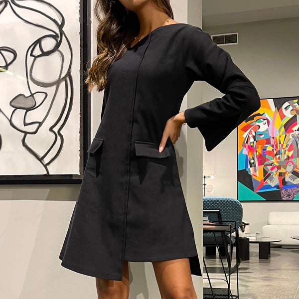 Zipped Sleeves Denim Dress